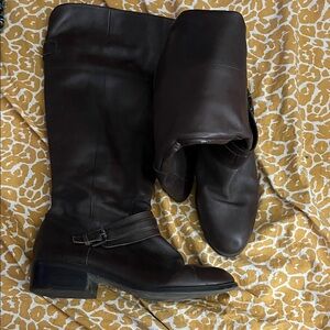 Elegant Brown Leather Knee-High Boots